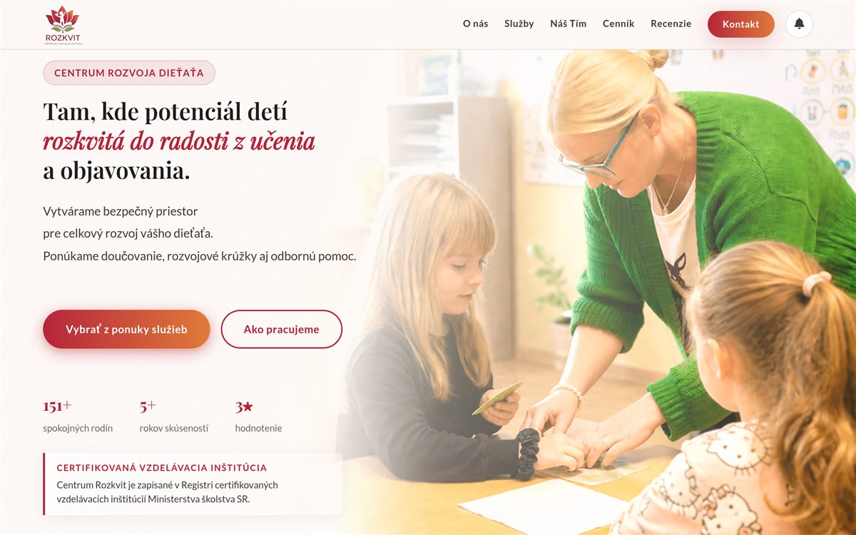 Náhľad webu Centrum Rozkvit