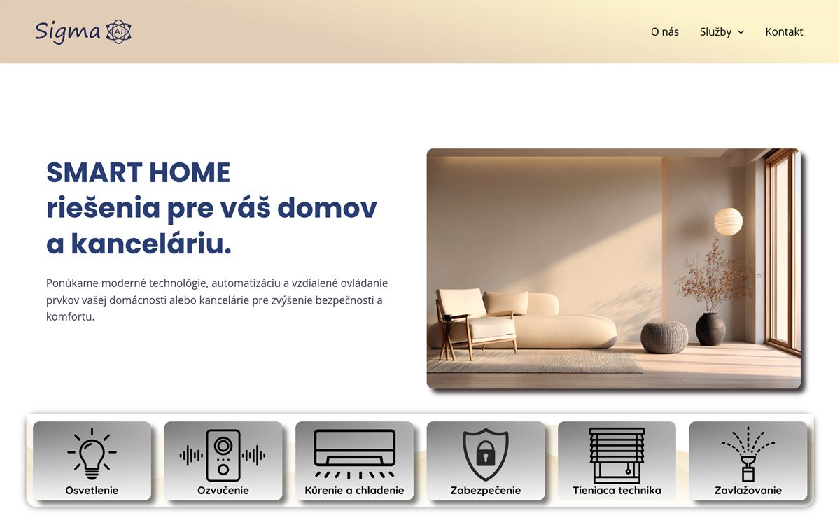 Náhľad webu Sigma Smart Home
